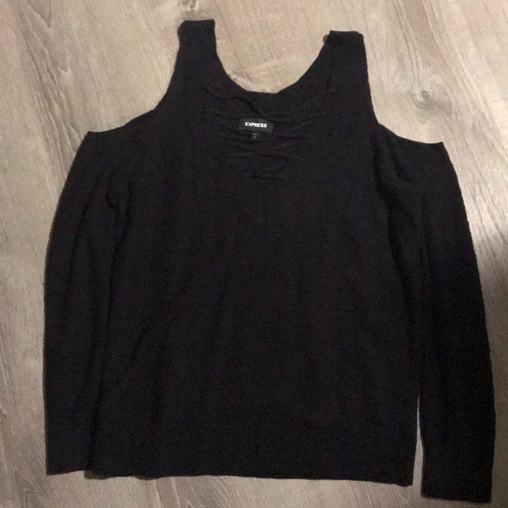 Black cut out shoulder sweater